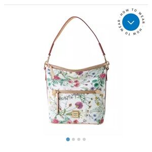 Dooney & Bourke Floral Print Shoulder Bag in White and Pink